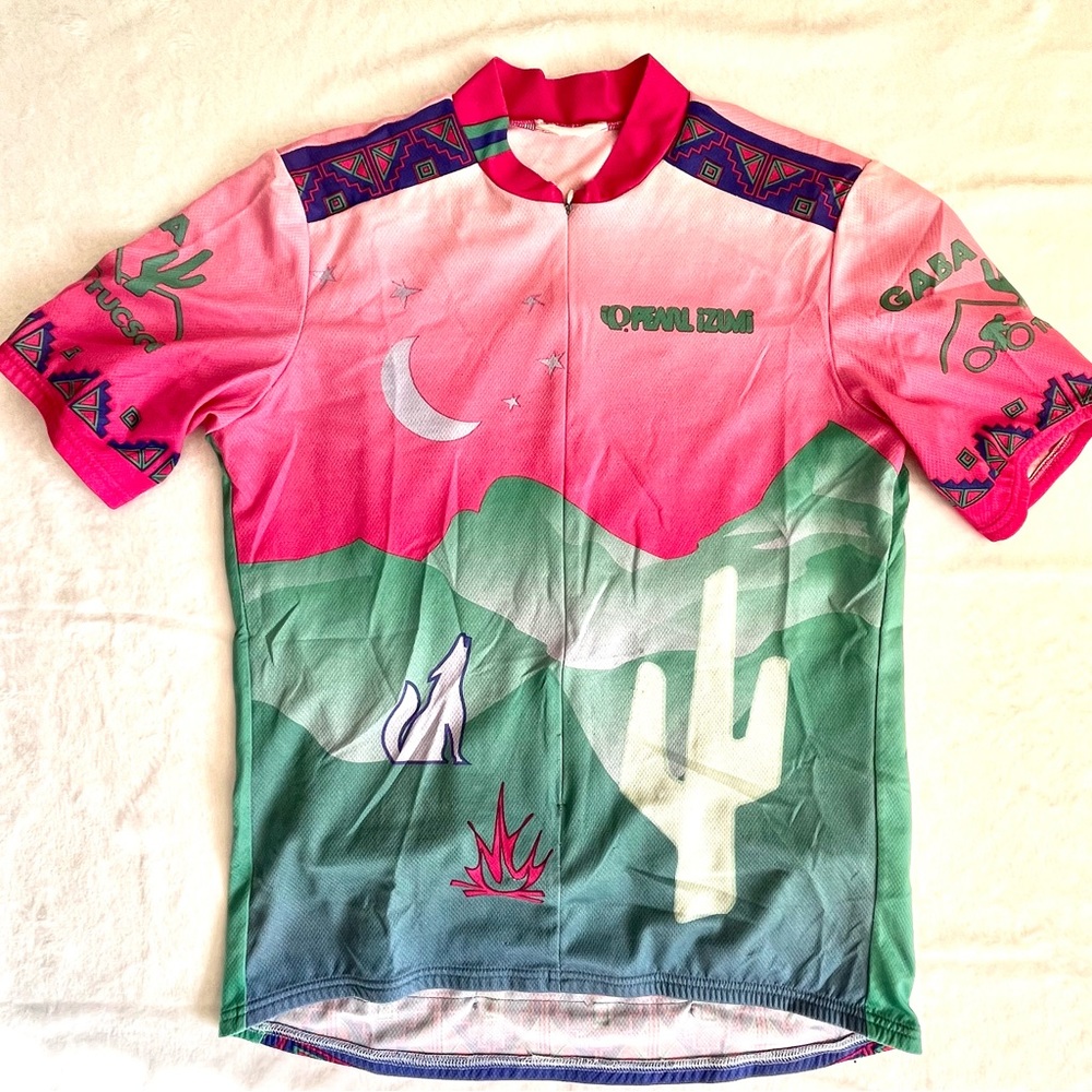 Pearl Izumi Bike Jersey Great Arizona Bike Adventure Tour Pink Green XL